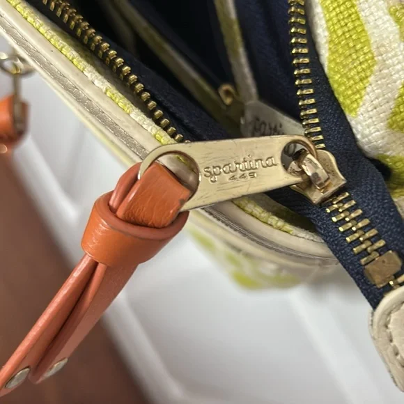 Spartina bag and wallet, green and cream